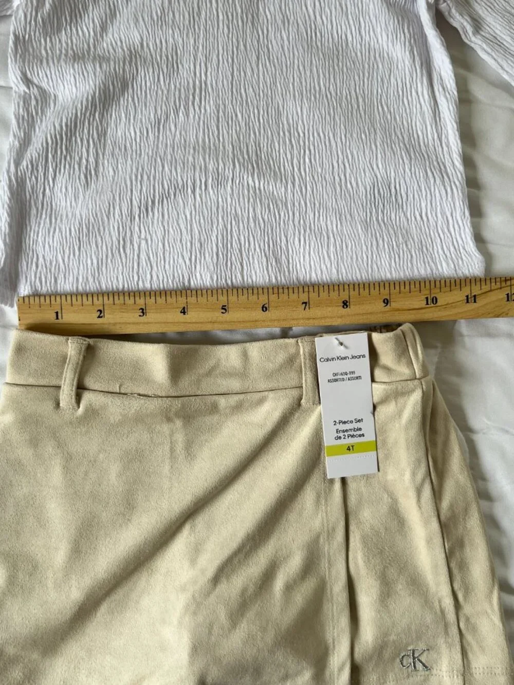 Calvin Klein Jeans Toddler Girl's Peter Pan Collar Top and Skirt Set, Size 4